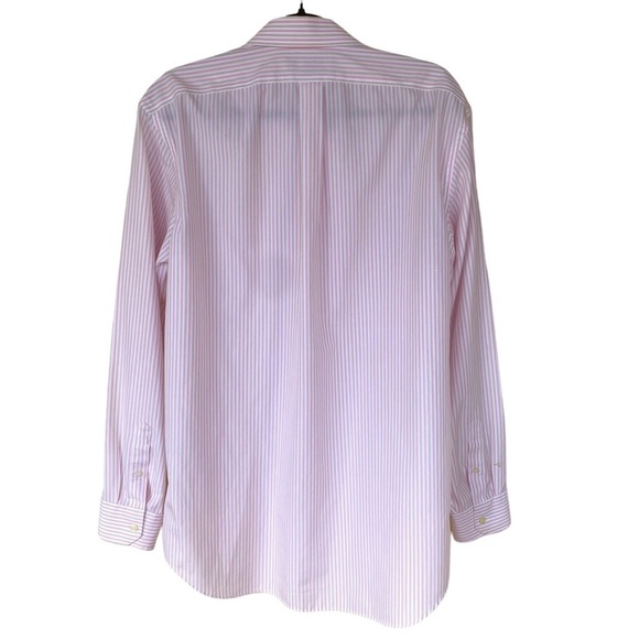 Banana Republic Mens White Pink Tan Striped Long Sleeve Button Down Dress Shirt - Picture 4 of 11